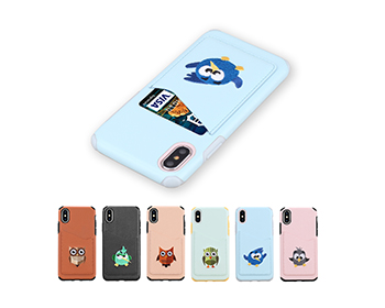 Cartoon embroidery card phone case